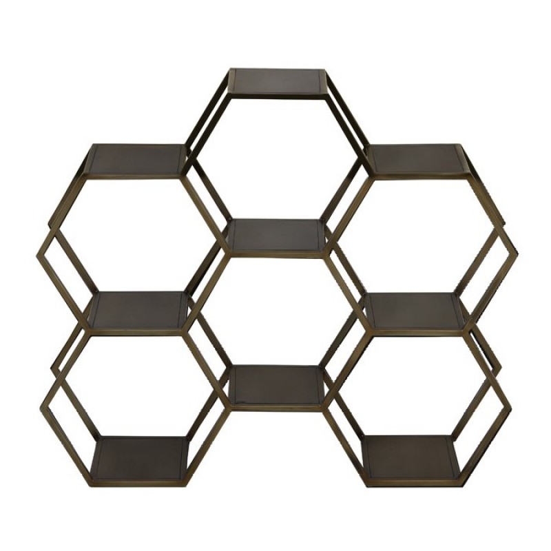 HEXAGON6 BRASS SHELF - CABINETS, SHELVES